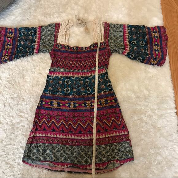 Dejavu boho crochet trim multi color dress size small - Picture 3 of 6